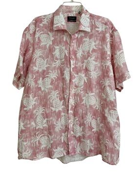 SAND Copenhagen Modern Fit Linen Short Sleeve Camp Shirt Size 18 2XL Summer